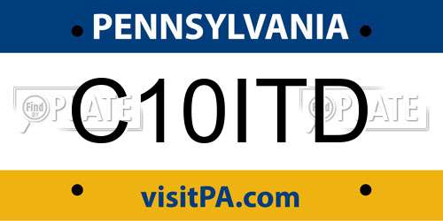 C10ITD Pennsylvania License Plate
