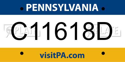 C11618D Pennsylvania License Plate