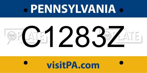 C1283Z Pennsylvania License Plate