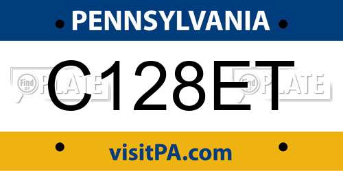 C128ET Pennsylvania License Plate