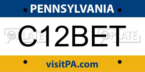 C12BET Pennsylvania License Plate