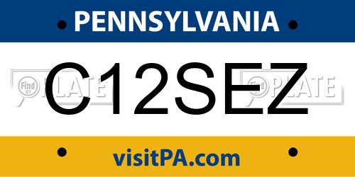 C12SEZ Pennsylvania License Plate