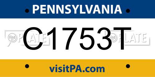 C1753T Pennsylvania License Plate