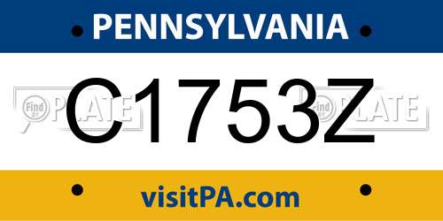 C1753Z Pennsylvania License Plate