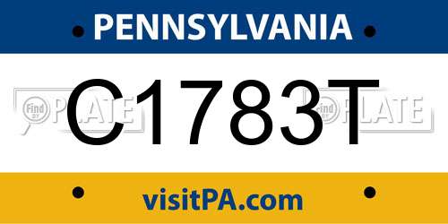 C1783T Pennsylvania License Plate