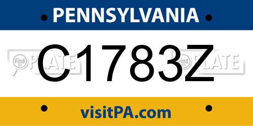 C1783Z Pennsylvania License Plate