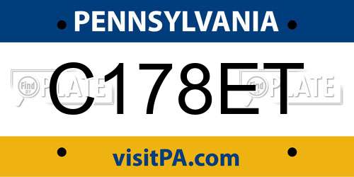 C178ET Pennsylvania License Plate
