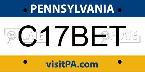 C17BET Pennsylvania License Plate