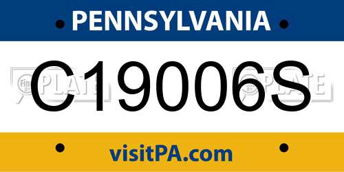 C19006S Pennsylvania License Plate
