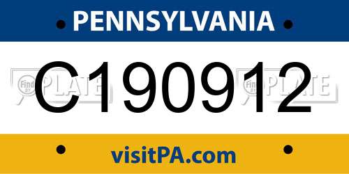 C190912 Pennsylvania License Plate