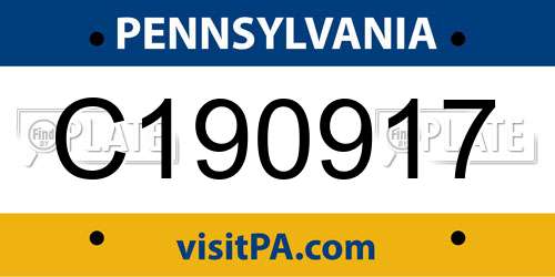 C190917 Pennsylvania License Plate