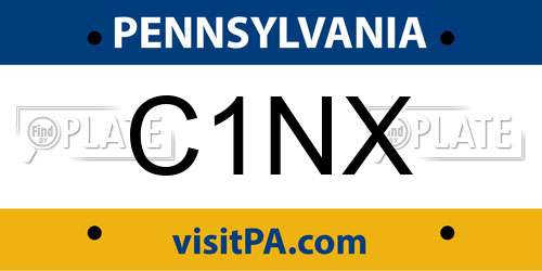 C1NX Pennsylvania License Plate