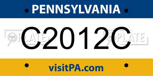 C2012C Pennsylvania License Plate