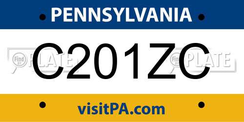 C201ZC Pennsylvania License Plate