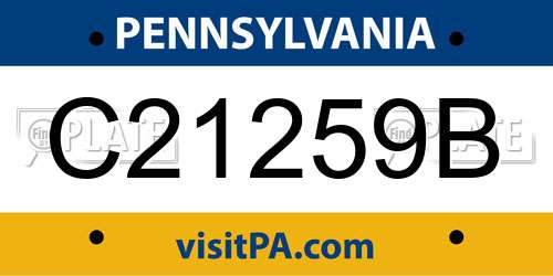 C21259B Pennsylvania License Plate
