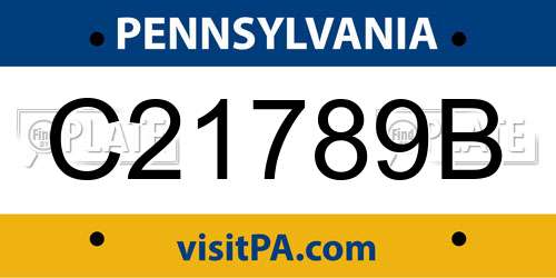 C21789B Pennsylvania License Plate