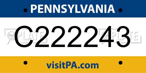 C222243 Pennsylvania License Plate