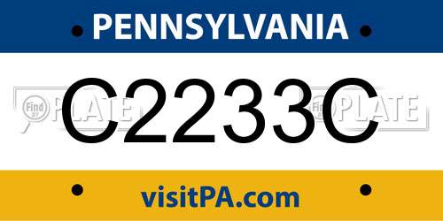 C2233C Pennsylvania License Plate