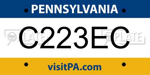 C223EC Pennsylvania License Plate