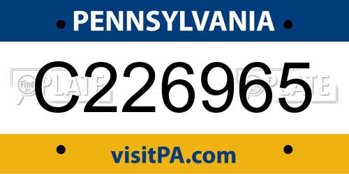 C226965 Pennsylvania License Plate