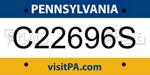 C22696S Pennsylvania License Plate