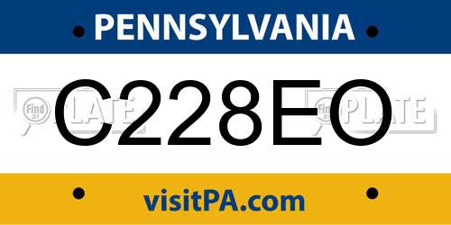 C228EO Pennsylvania License Plate