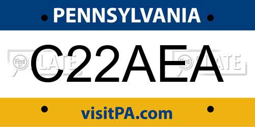 C22AEA Pennsylvania License Plate