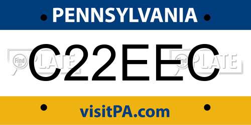 C22EEC Pennsylvania License Plate