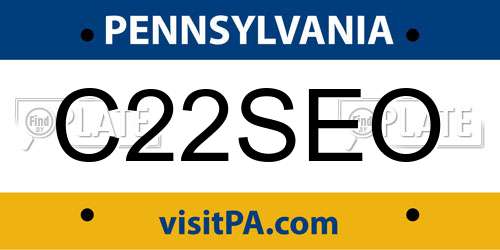 C22SEO Pennsylvania License Plate