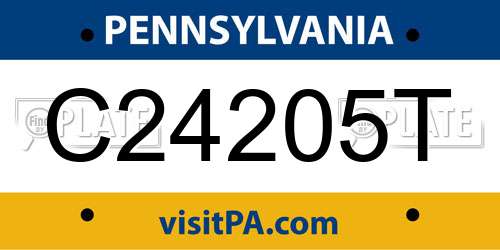 C24205T Pennsylvania License Plate