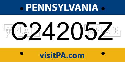 C24205Z Pennsylvania License Plate