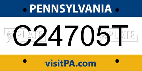 C24705T Pennsylvania License Plate