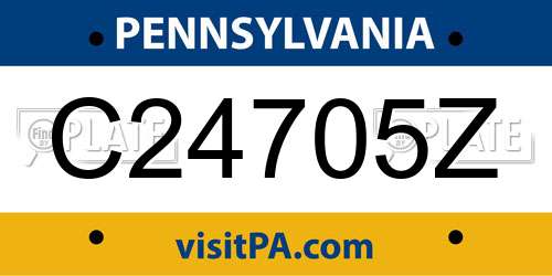 C24705Z Pennsylvania License Plate
