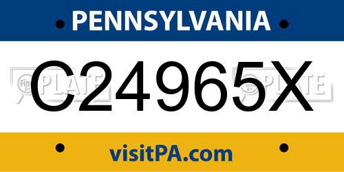 C24965X Pennsylvania License Plate