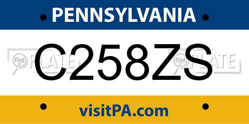 C258ZS Pennsylvania License Plate