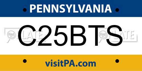 C25BTS Pennsylvania License Plate