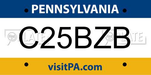 C25BZB Pennsylvania License Plate