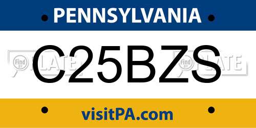C25BZS Pennsylvania License Plate
