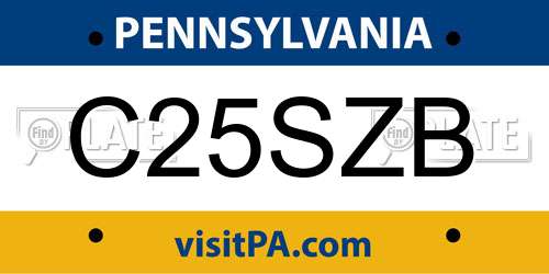 C25SZB Pennsylvania License Plate