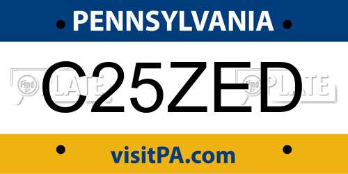 C25ZED Pennsylvania License Plate