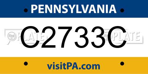 C2733C Pennsylvania License Plate