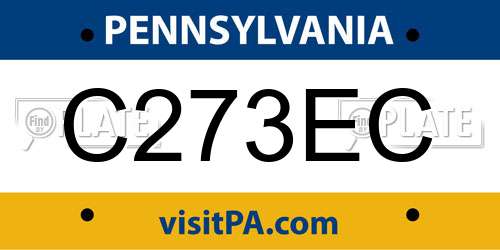 C273EC Pennsylvania License Plate