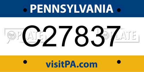 C27837 Pennsylvania License Plate