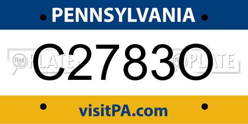 C2783O Pennsylvania License Plate