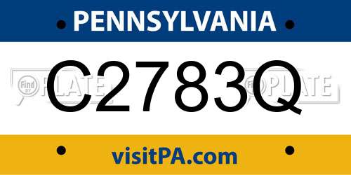 C2783Q Pennsylvania License Plate
