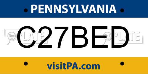 C27BED Pennsylvania License Plate