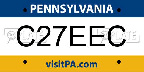 C27EEC Pennsylvania License Plate