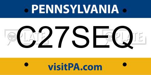 C27SEQ Pennsylvania License Plate