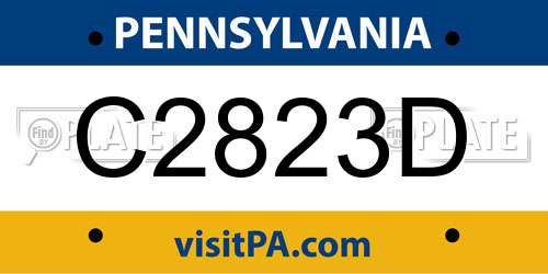 C2823D Pennsylvania License Plate