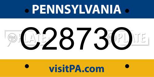 C2873O Pennsylvania License Plate